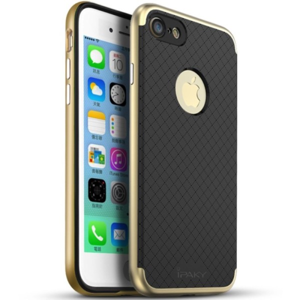 „IPAKY“ Kõva silikoon (TPU) kaaned - must / kuldne (iPhone 7 / 8 / SE 2020 / SE 2022)