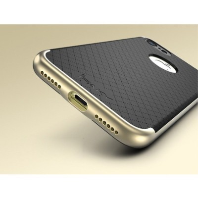 Apple iPhone 7 (iPhone 8) „IPAKY“ kieto silikono TPU juodas (auksiniais apvadais) dėklas - nugarėlė / Priedai.lt