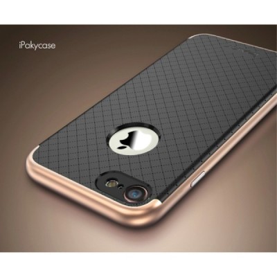 Apple iPhone 7 (iPhone 8) „IPAKY“ kieto silikono TPU juodas (rožiniais apvadais) dėklas - nugarėlė / Priedai.lt