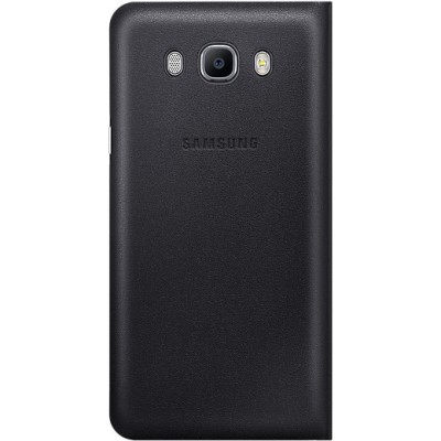 Samsung Galaxy J7 2016 (J710) originalus Flip Wallet Cover EF-WJ710 atverčiamas juodas odinis dėklas - piniginė / Priedai.lt