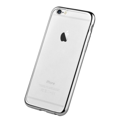 Apple iPhone 7 (iPhone 8) „Devia“ Glitter Case TPU silikoninis skaidrus permatomas plonas dėklas su sidabriniu rėmeliu ir apsaug