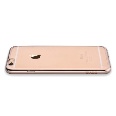 Apple iPhone 7 (iPhone 8) „Devia“ Glitter Case TPU silikoninis skaidrus permatomas plonas dėklas su auksiniu rėmeliu ir apsaugin