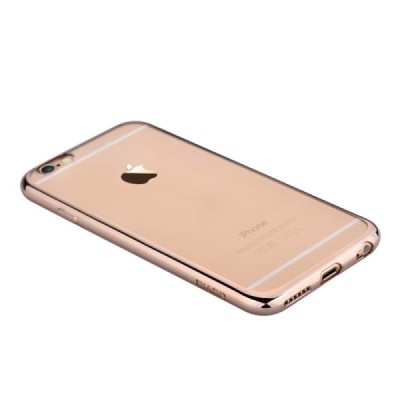 Apple iPhone 7 (iPhone 8) „Devia“ Glitter Case TPU silikoninis skaidrus permatomas plonas dėklas su auksiniu rėmeliu ir apsaugin