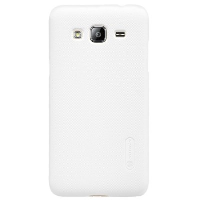 Nillkin Frosted Shield Samsung Galaxy J3 2016 baltas plastikinis dėklas + apsauginė ekrano plėvelė / Priedai.lt