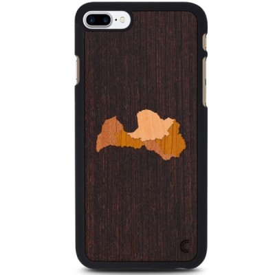 Apple iPhone 7 Plus (iPhone 8 Plus) „Crafted Cover“ Latvija natūralaus medžio dėklas (tamsus medis) / Priedai.lt