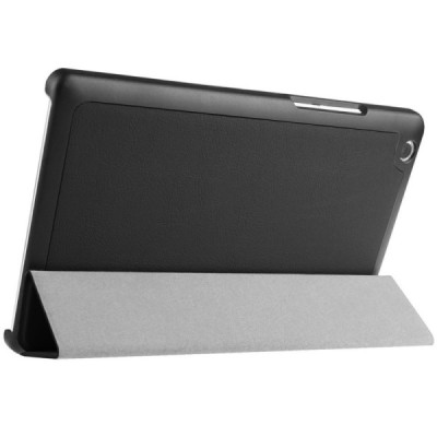Lenovo Tab2 A8-50 (Lenovo Tab3 8.0) atverčiamas juodas odinis dėklas - knygutė / Priedai.lt