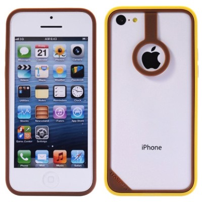 Geltonas/rudas „BASEUS“ kieto silikono Apple iPhone 5C dėklas (rėmelis) / Priedai.lt
