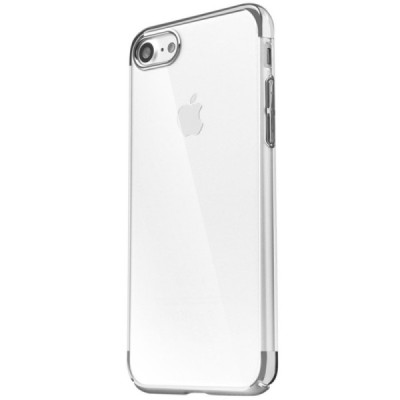 Apple iPhone 7 (iPhone 8) Baseus Glitter plastikinis skaidrus permatomas sidabrinis dėklas / Priedai.lt