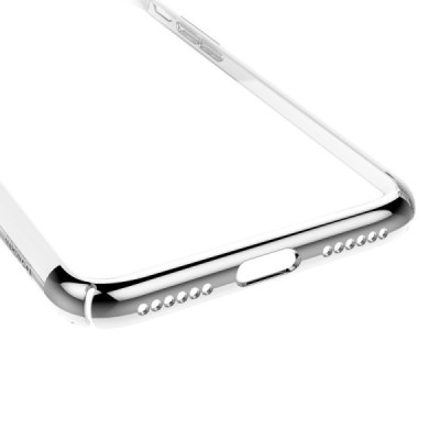 Apple iPhone 7 (iPhone 8) Baseus Glitter plastikinis skaidrus permatomas sidabrinis dėklas / Priedai.lt