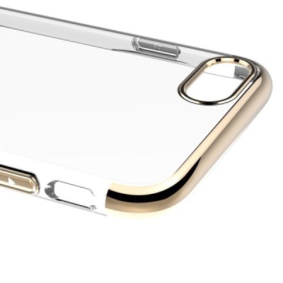 Apple iPhone 7 (iPhone 8) Baseus Glitter plastikinis skaidrus permatomas auksinis dėklas / Priedai.lt