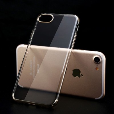 Apple iPhone 7 (iPhone 8) Baseus Glitter plastikinis skaidrus permatomas auksinis dėklas / Priedai.lt