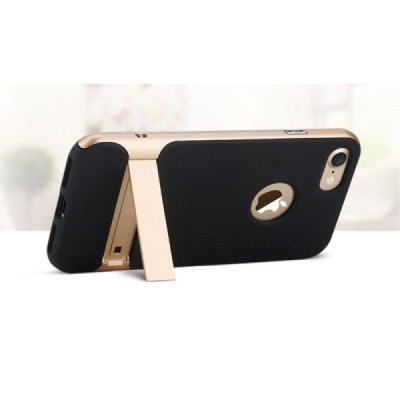 „Rock“ Royce Kickstand sustiprintos apsaugos Apple iPhone 7 (iPhone 8) juodas aukso spalvos apvadais kieto silikono (TPU) ir pla