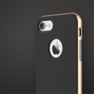 „Rock“ Royce Kickstand sustiprintos apsaugos Apple iPhone 7 (iPhone 8) juodas aukso spalvos apvadais kieto silikono (TPU) ir pla