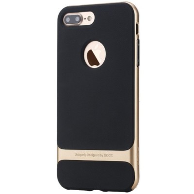 „Rock“ Royce sustiprintos apsaugos Apple iPhone 7 Plus (iPhone 8 Plus) juodas aukso spalvos apvadais kieto silikono (TPU) ir pla