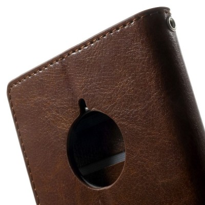 Nokia Lumia 830 atverčiamas rudas odinis dėklas - piniginė / Priedai.lt