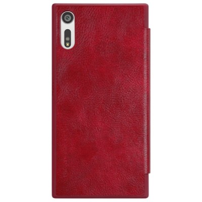 Prabangus „Nillkin“ Qin serijos raudonas odinis atverčiamas Sony Xperia XZ dėklas - knygutė / Priedai.lt