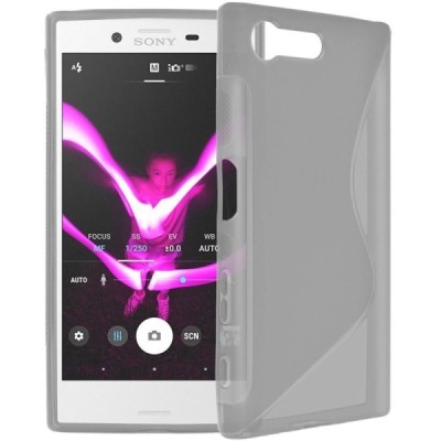 Sony Xperia X Compact (F5321) kieto silikono TPU skaidrus pilkas dėklas - nugarėlė / Priedai.lt