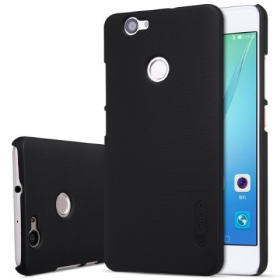 Huawei Nova Nillkin Frosted Shield juodas plastikinis dėklas + apsauginė ekrano plėvelė / Priedai.lt