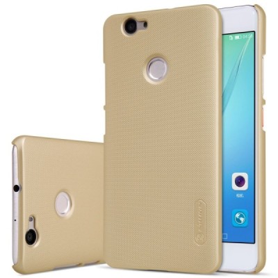 Huawei Nova Nillkin Frosted Shield auksinis plastikinis dėklas + apsauginė ekrano plėvelė / Priedai.lt