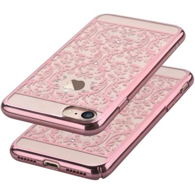 Apple iPhone 7 (iPhone 8) Devia Crystal Baroque Swarovski plastikinis skaidrus permatomas rožinis dėklas / Priedai.lt