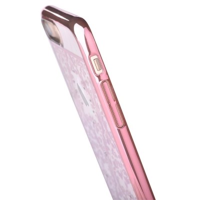 Apple iPhone 7 (iPhone 8) Devia Crystal Baroque Swarovski plastikinis skaidrus permatomas rožinis dėklas / Priedai.lt