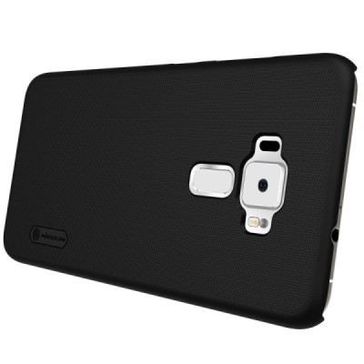 Asus Zenfone 3 5.5 (ZE552KL) Nillkin Frosted Shield juodas plastikinis dėklas + apsauginė ekrano plėvelė / Priedai.lt