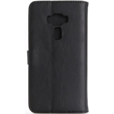 Asus Zenfone 3 5.5 (ZE552KL) atverčiamas juodas odinis retro dėklas - piniginė / Priedai.lt