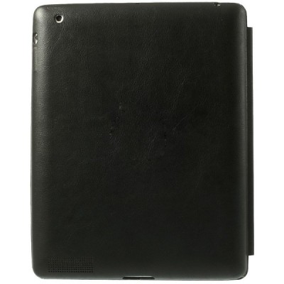Apple iPad 2 / 3 / 4 klasikinis atverčiamas juodas odinis dėklas / Priedai.lt