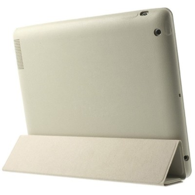 Apple iPad 2 / 3 / 4 klasikinis atverčiamas smėlio spalvos odinis dėklas / Priedai.lt