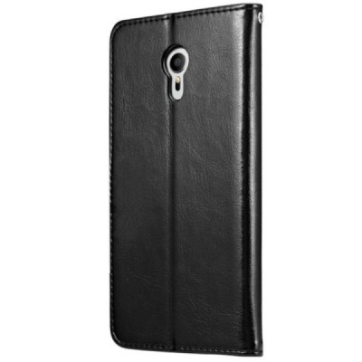 Meizu m3 note atverčiamas juodas odinis dėklas - piniginė / Priedai.lt