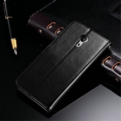 Meizu m3 note atverčiamas juodas odinis dėklas - piniginė / Priedai.lt