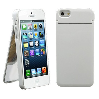 Baltas „ONE%+“ plastikinis Apple iPhone SE (5, 5s) dėklas (dėkliukas) su integruotu veidrodžiu / Priedai.lt