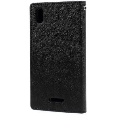 Sony Xperia T3  Mercury juodas atverčiamas dėklas - piniginė / Priedai.lt