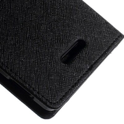 Sony Xperia T3  Mercury juodas atverčiamas dėklas - piniginė / Priedai.lt