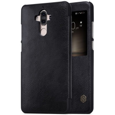 Prabangus „Nillkin“ Qin serijos juodas odinis atverčiamas Huawei Mate 9 dėklas - knygutė / Priedai.lt