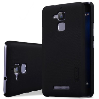 Asus Zenfone 3 Max (ZC520TL) Nillkin Frosted Shield juodas plastikinis dėklas + apsauginė ekrano plėvelė / Priedai.lt