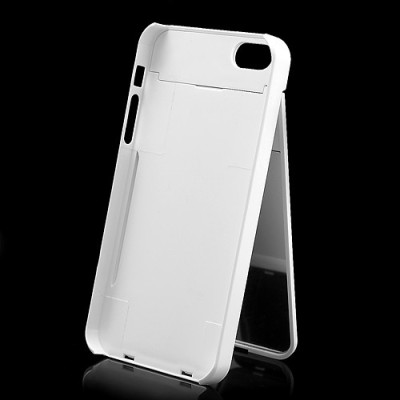 Baltas „ONE%+“ plastikinis Apple iPhone SE (5, 5s) dėklas (dėkliukas) su integruotu veidrodžiu / Priedai.lt