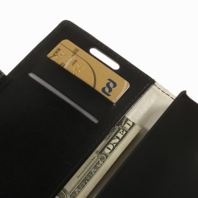 Nokia Lumia 930 atverčiamas juodas odinis dėklas - piniginė / Priedai.lt