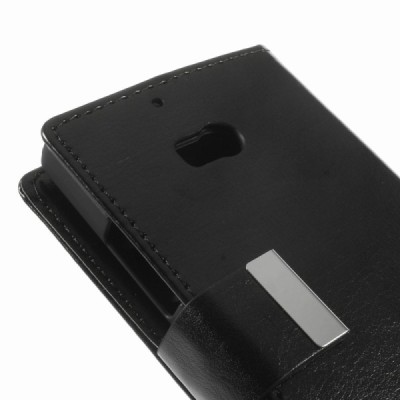 Nokia Lumia 930 atverčiamas juodas odinis dėklas - piniginė / Priedai.lt