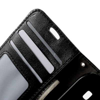 Samsung Galaxy Ace 4 (G357) atverčiamas juodas odinis dėklas - piniginė / Priedai.lt