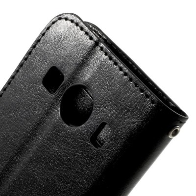 Samsung Galaxy Ace 4 (G357) atverčiamas juodas odinis dėklas - piniginė / Priedai.lt