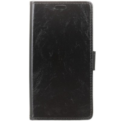 Alcatel Idol 4 atverčiamas juodas odinis dėklas - piniginė / Priedai.lt