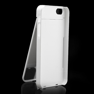 Baltas „ONE%+“ plastikinis Apple iPhone SE (5, 5s) dėklas (dėkliukas) su integruotu veidrodžiu / Priedai.lt