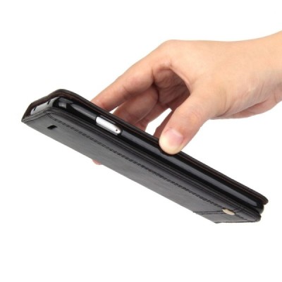 „Deluxe“ atverčiamas juodas odinis Apple iPhone 7 Plus (iPhone 8 Plus) dėklas - knygutė / Priedai.lt