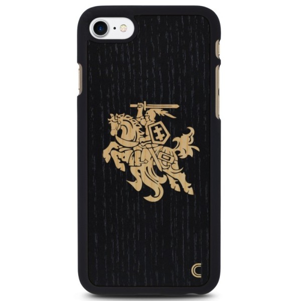 „Crafted Cover“ looduslik puit kaaned - must Vytis (iPhone 7 / 8 / SE 2020 / SE 2022)