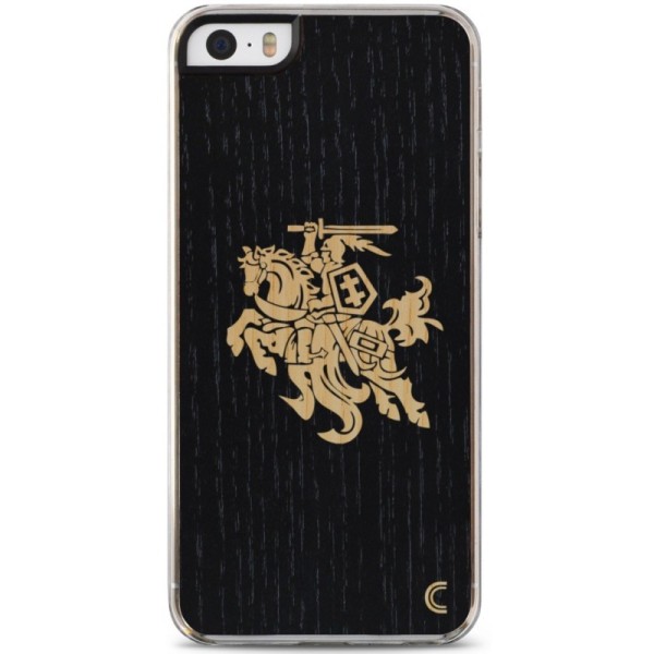 „Crafted Cover“ looduslik puit kaaned - must Vytis (iPhone 5 / 5S / SE 2016)