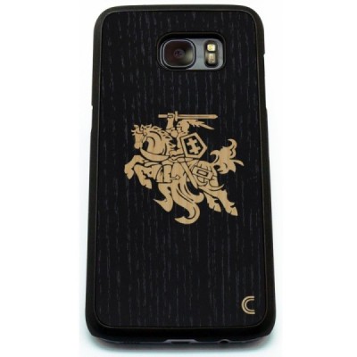 Samsung Galaxy S7 Edge „Crafted Cover“ Juodas Vytis natūralaus medžio dėklas (šviesus medis) / Priedai.lt