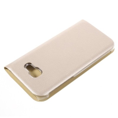 Samsung Galaxy A5 2017 (A520) auksinis odinis atverčiamas Smart Wallet dėklas - piniginė / Priedai.lt