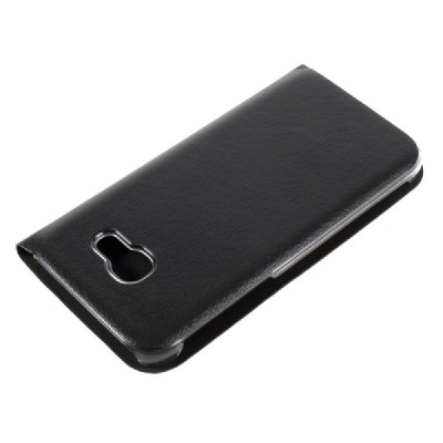 Samsung Galaxy A3 2017 (A320) juodas odinis atverčiamas Smart Wallet dėklas - piniginė / Priedai.lt