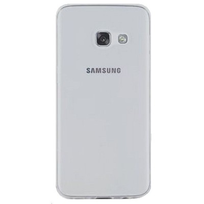 Samsung Galaxy A3 2017 (A320) skaidrus (permatomas) kieto silikono TPU ploniausias pasaulyje pilkas dėklas / Priedai.lt